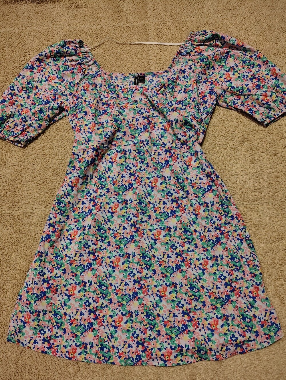 Vero Moda Floral Print Half Sleeve V Neck A Line Dress Size Small